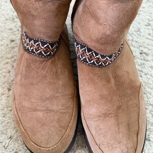 UGG Tan Boots with Intricate Woven Accents